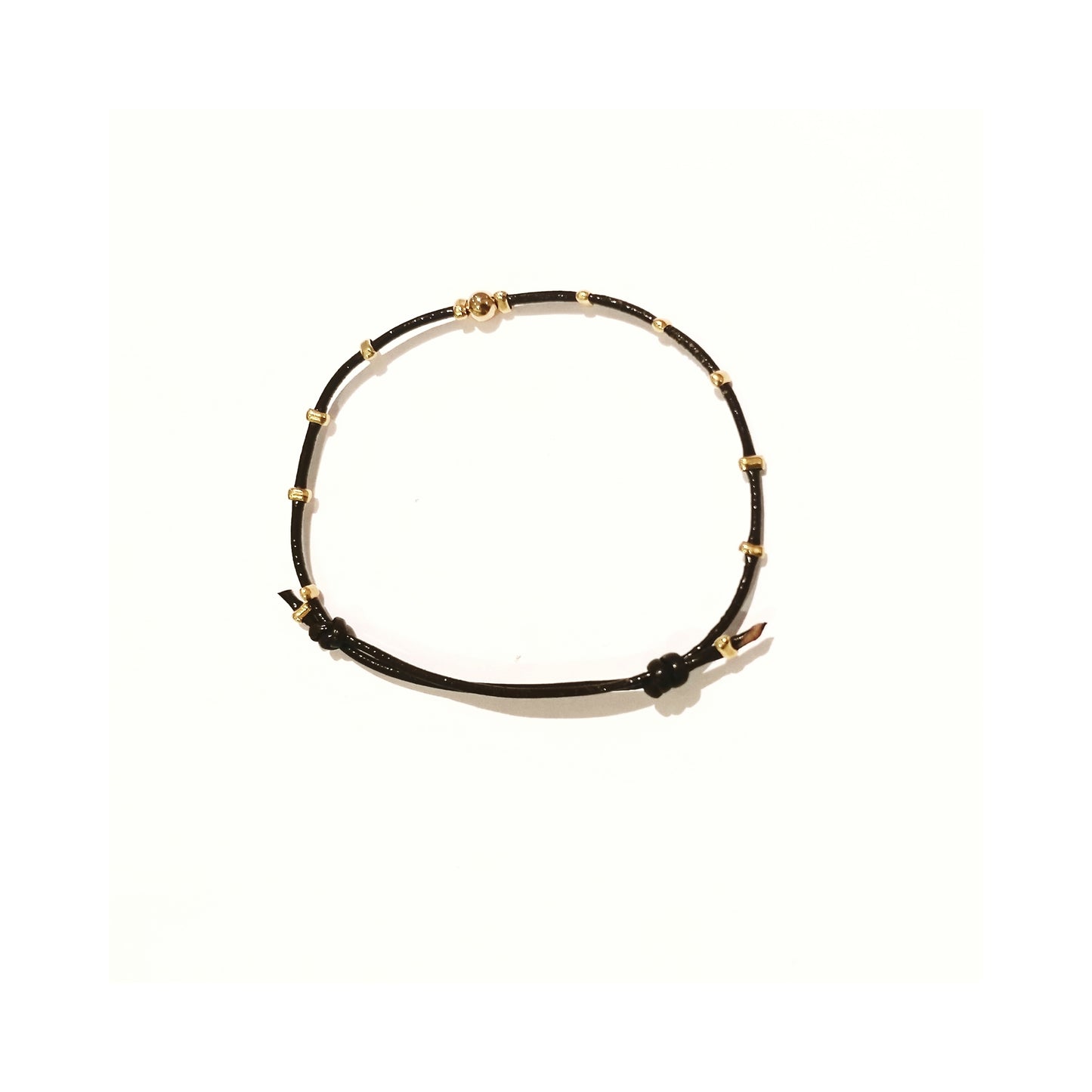 Bracelet cuir et plaque or