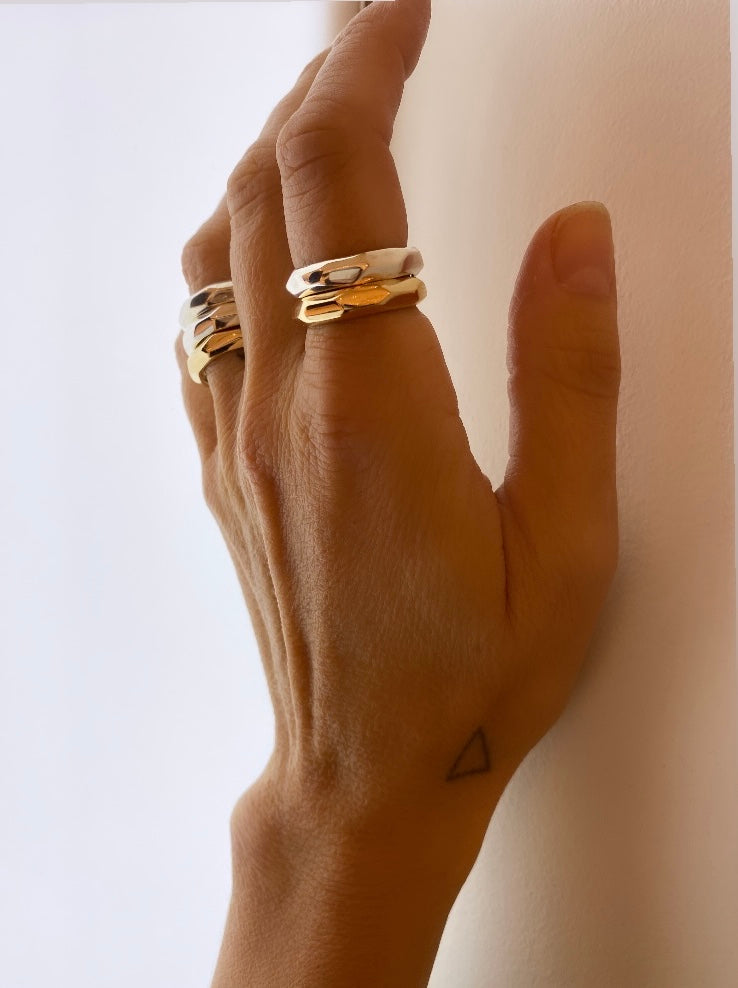 Anneau de doigts double bi color