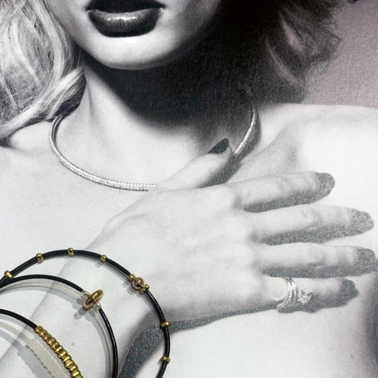 Bracelet cuir et plaque or