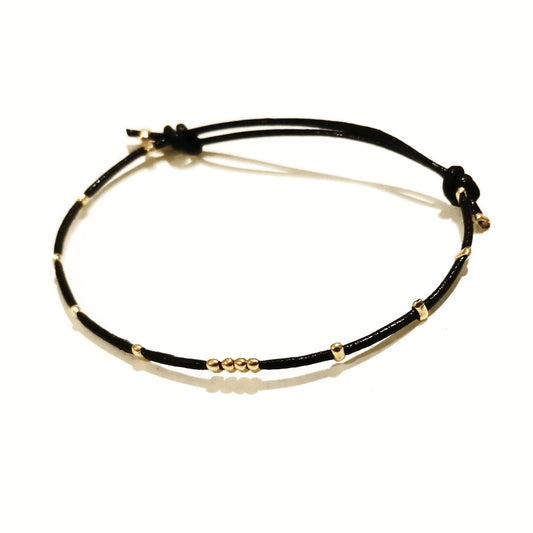 Bracelet cuir plaque or et argent