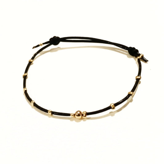 Bracelet cuir et plaque or