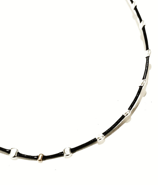 Collier cuir argent