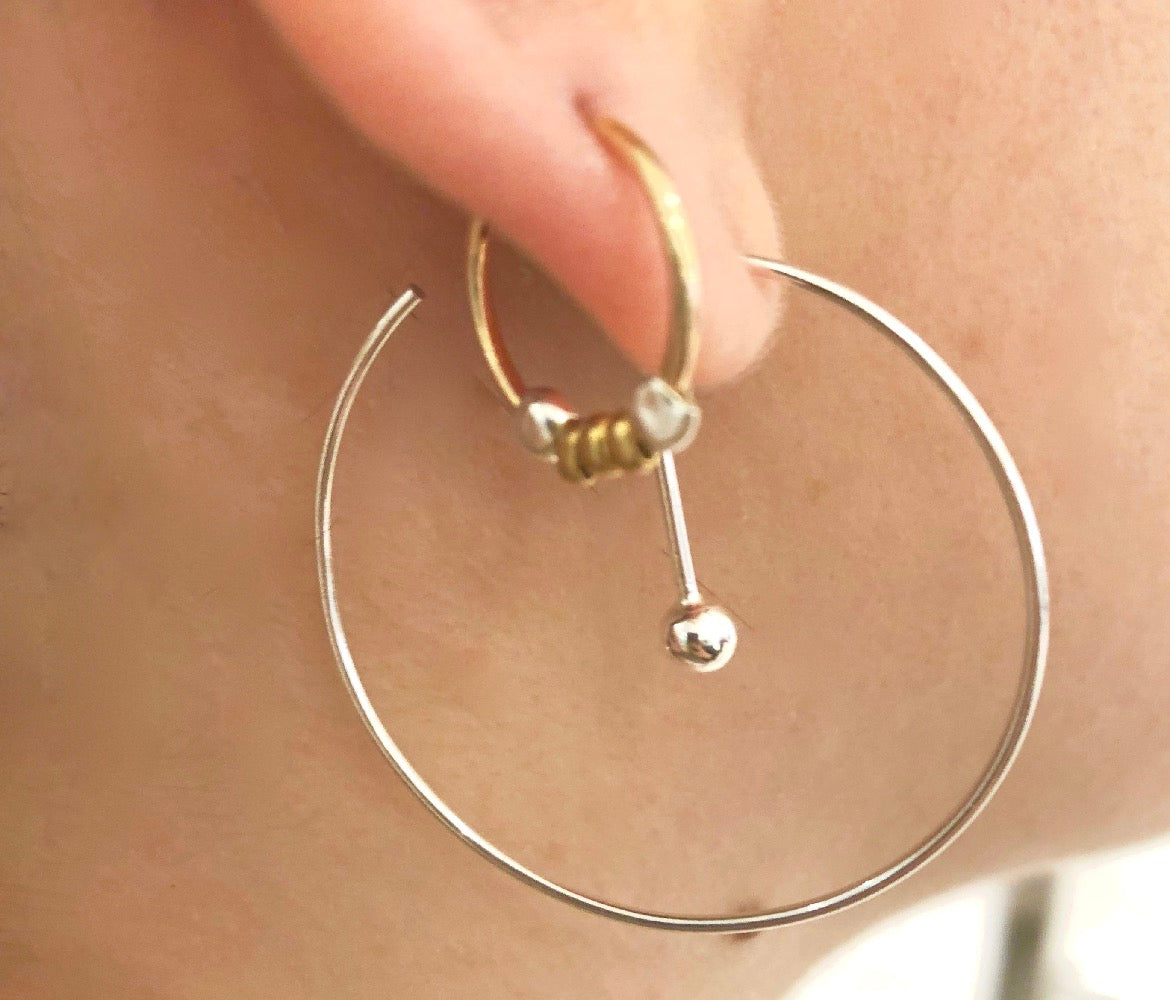 Boucle d'oreilles Line Circle silver