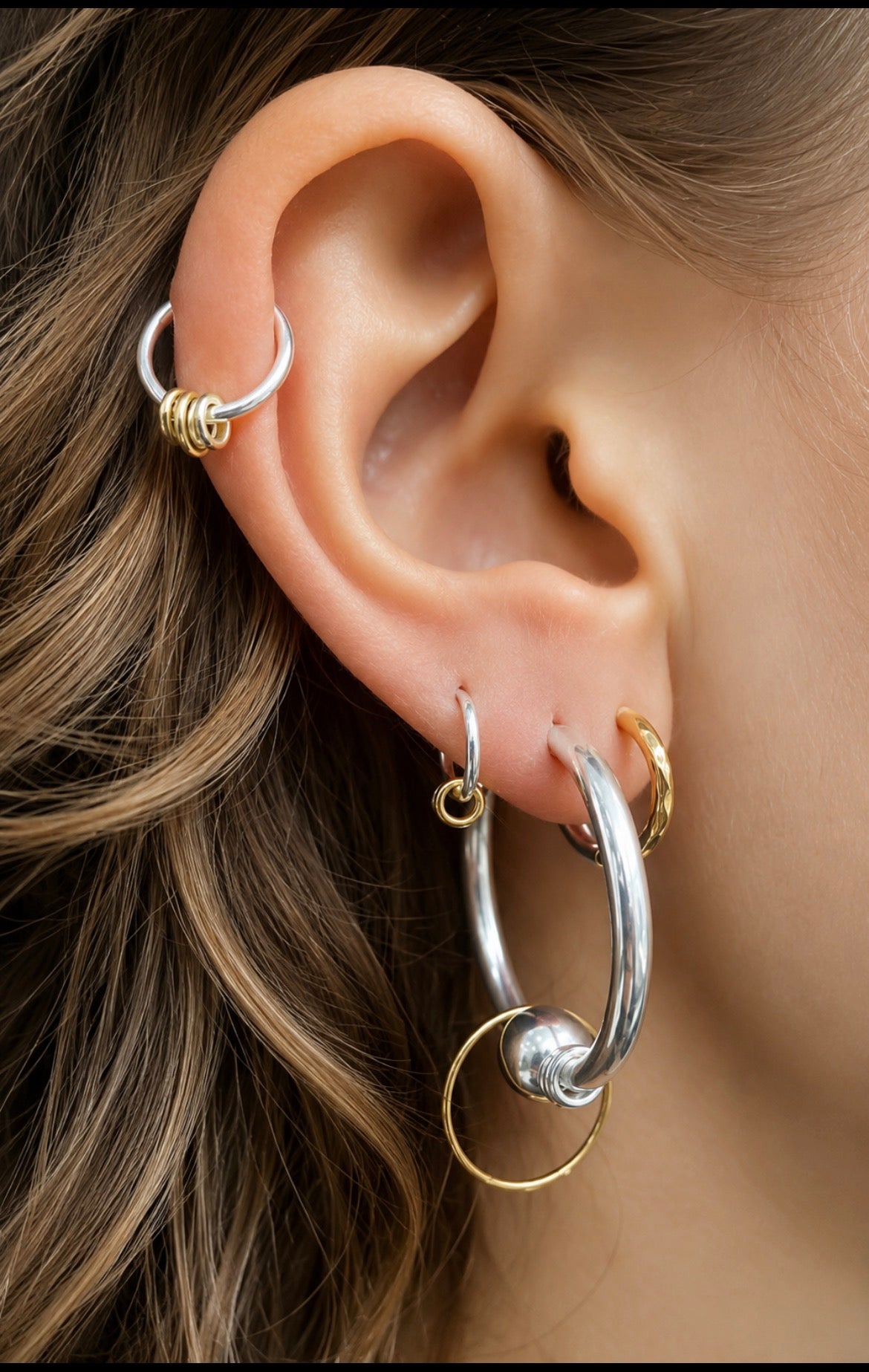 Double ring Beads silver Xl