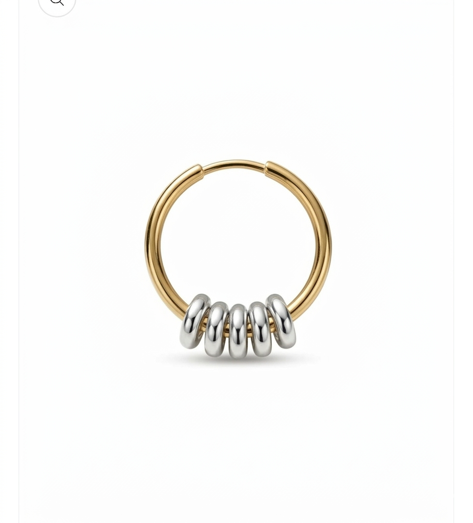 Anneau d'oreilles punky rings bicolor silver