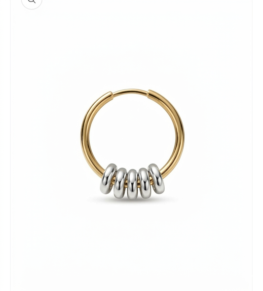 Anneau d'oreilles punky rings bicolor silver
